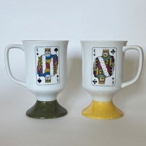 Two King of Clubs and Spades Coffee Cups Porcelain Quirky